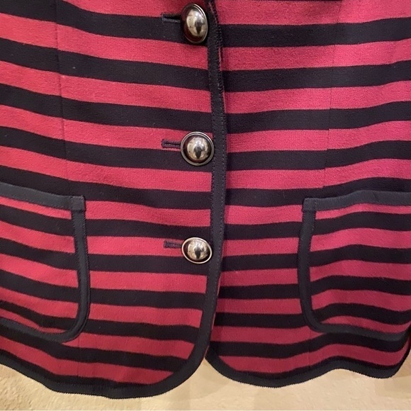 BANANA REPUBLIC Women Burgundy & Black Striped Blazer Jacket Size 0 - Picture 5 of 9